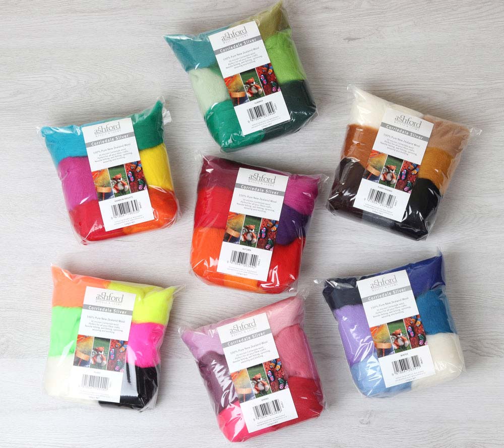 Corriedale Sliver Pack - 7 Colour