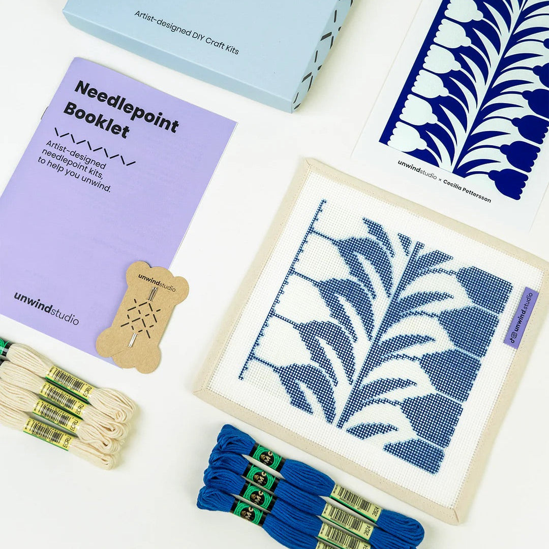 Sunglasses Case Needlepoint Kit Blue Mirror