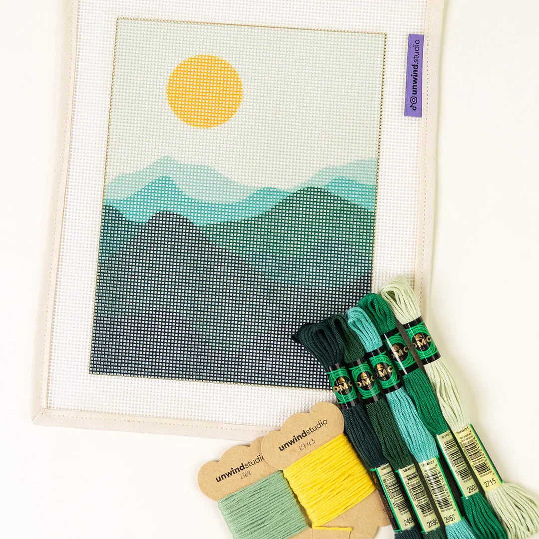 Needlepoint Canvas Kit Green Mountains