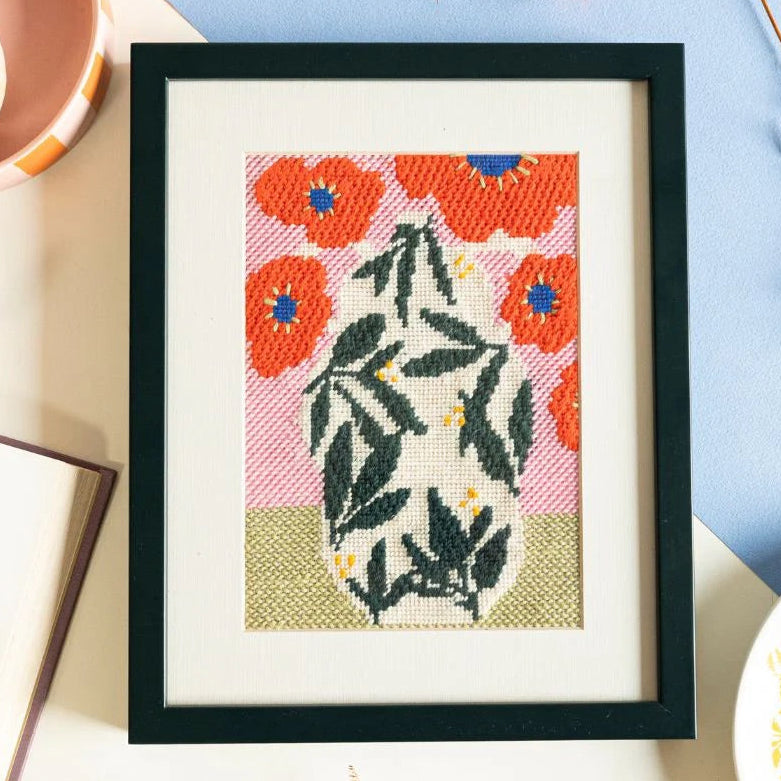 Needlepoint Canvas Kit Poppy Pot
